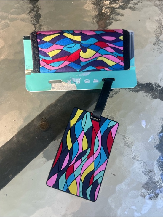 The Unbranded Brand Handbags - 🤩 Colorful Abstract Print Luggage Tag & Travel ID Holder Set